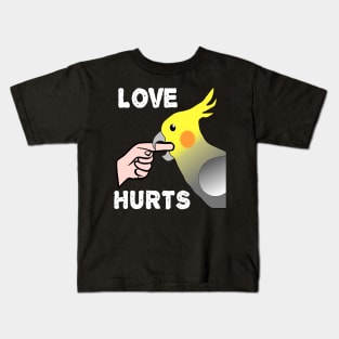 Love Hurts Cockatiel Male Parrot Biting Kids T-Shirt